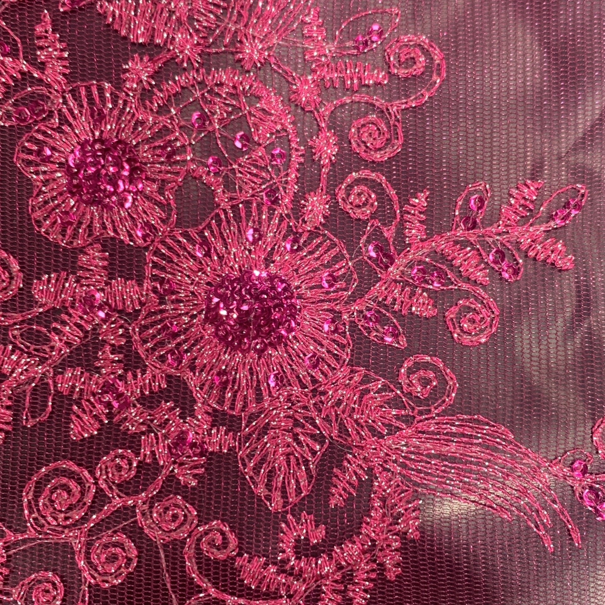 Embroidery Lace 130cm Fushsia (03)