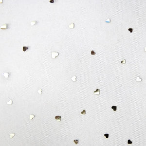 Heart Tulle 150cm White with Silver Hearts (01)